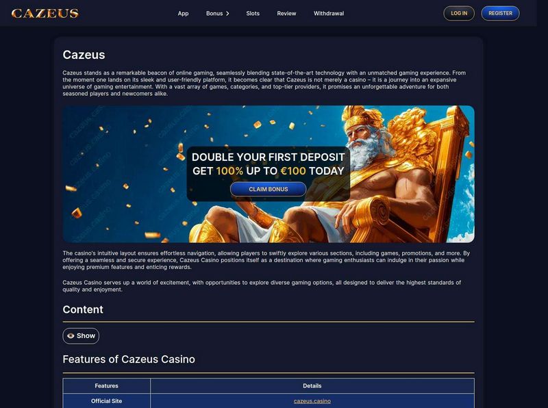 Évaluation du casino en ligne Cazeus